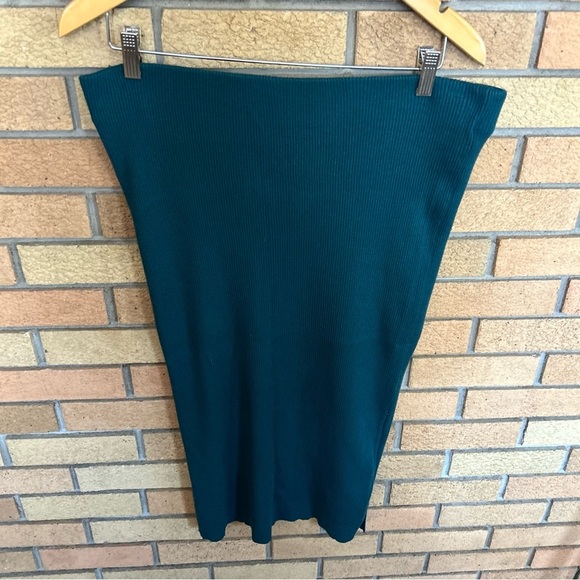 Rachel Roy Women's Green/Teal Stretch Pull-On Ribbed Sweater Midi Skirt Size XL - Picture 1 of 5